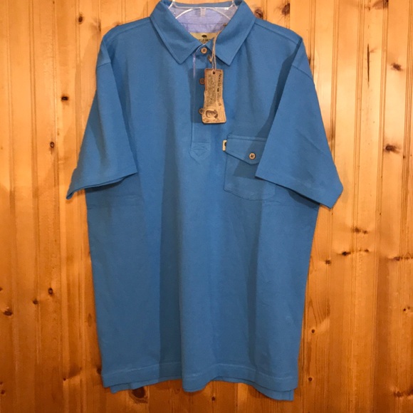 NWT Buffalo Jackson Blue Cotton Polo Shirts - Picture 2 of 13